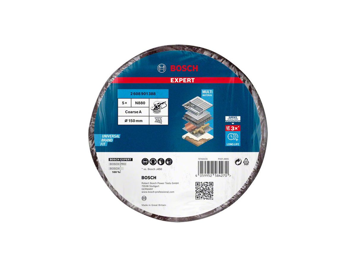 BOSCH Vliesscheibe N880 EXPERT 150 mm, grob, VE 5