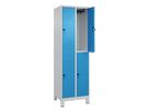 C+P Doppelst. Schrank CLASSIC, Füße 1950x600x500mm, 7035/5012, 2x2 Fächer