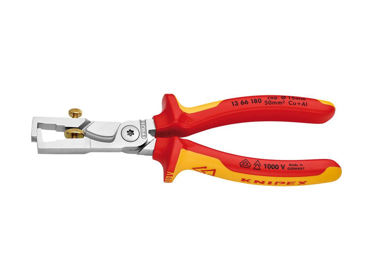 Afstrip-/kabelschaar VDE met meercompone ntengrepen 180mm mm2 KNIPEX