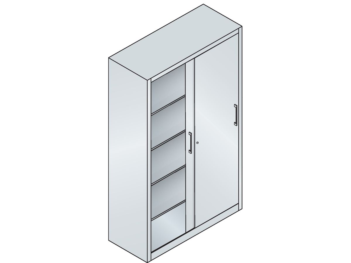 C+P Schiebetürenschrank 1950x1200x500mm, 7035/5012, 4 Böden