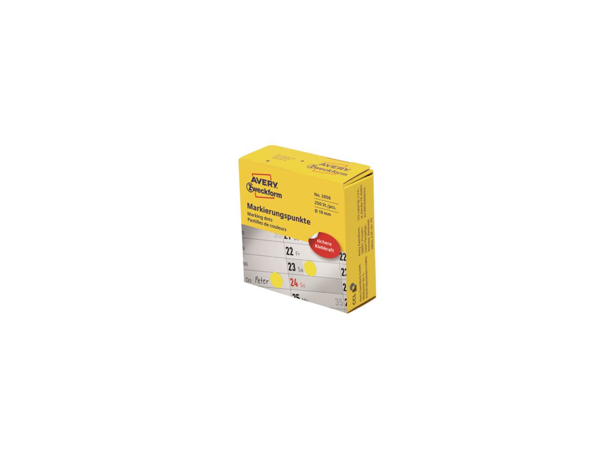 Avery Zweckform Markierungspunkt 3856 19mm gelb 250 St./Pack.