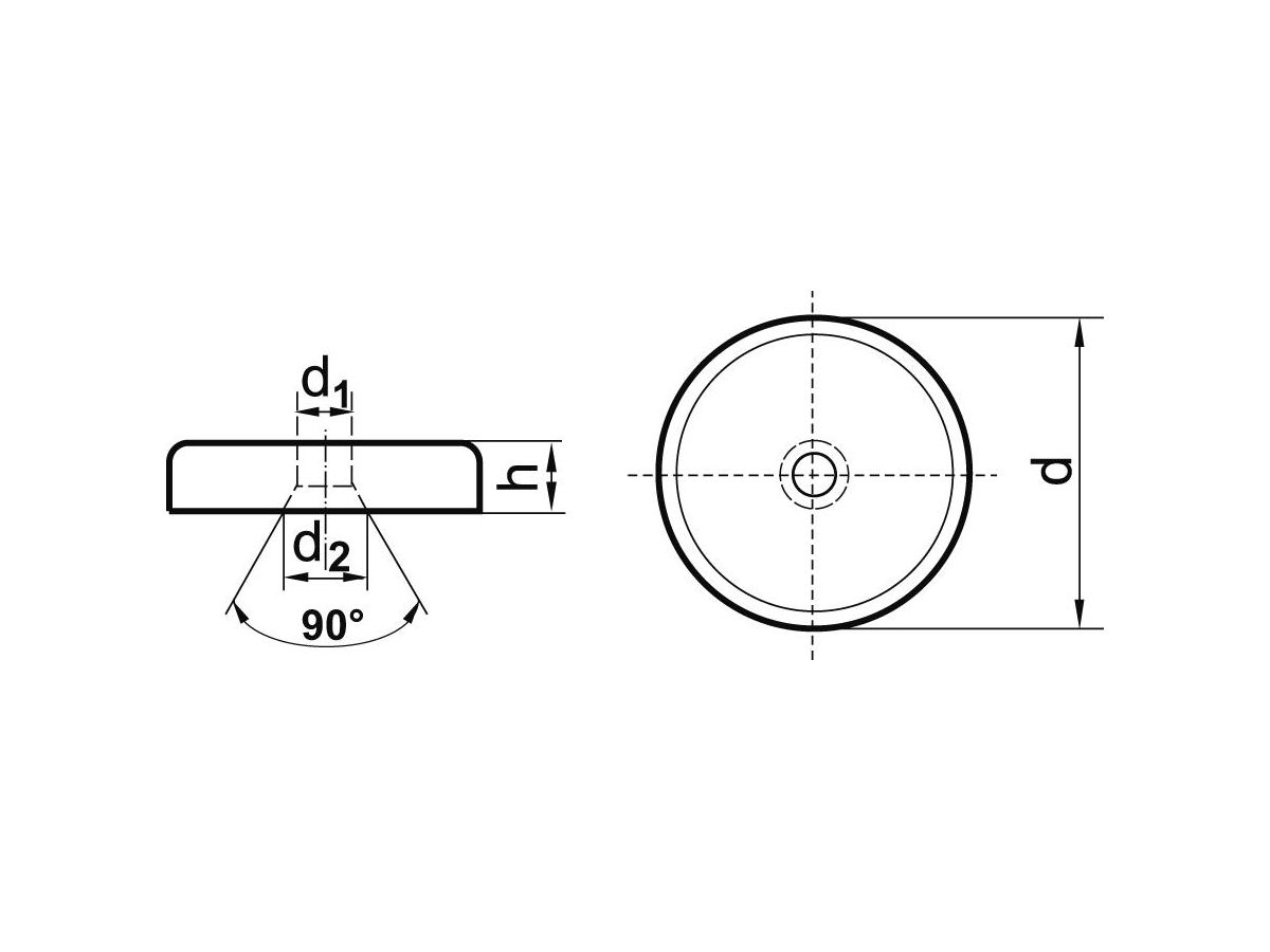 FORMAT NdFeB-Flachgreifer-Magnet mit Bohrung 16 x 4,5 mm