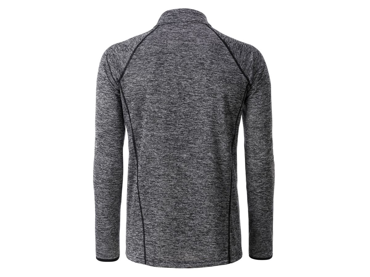 JN Men's Sports Shirt Longsleeve JN498 black-melange/black, Größe M