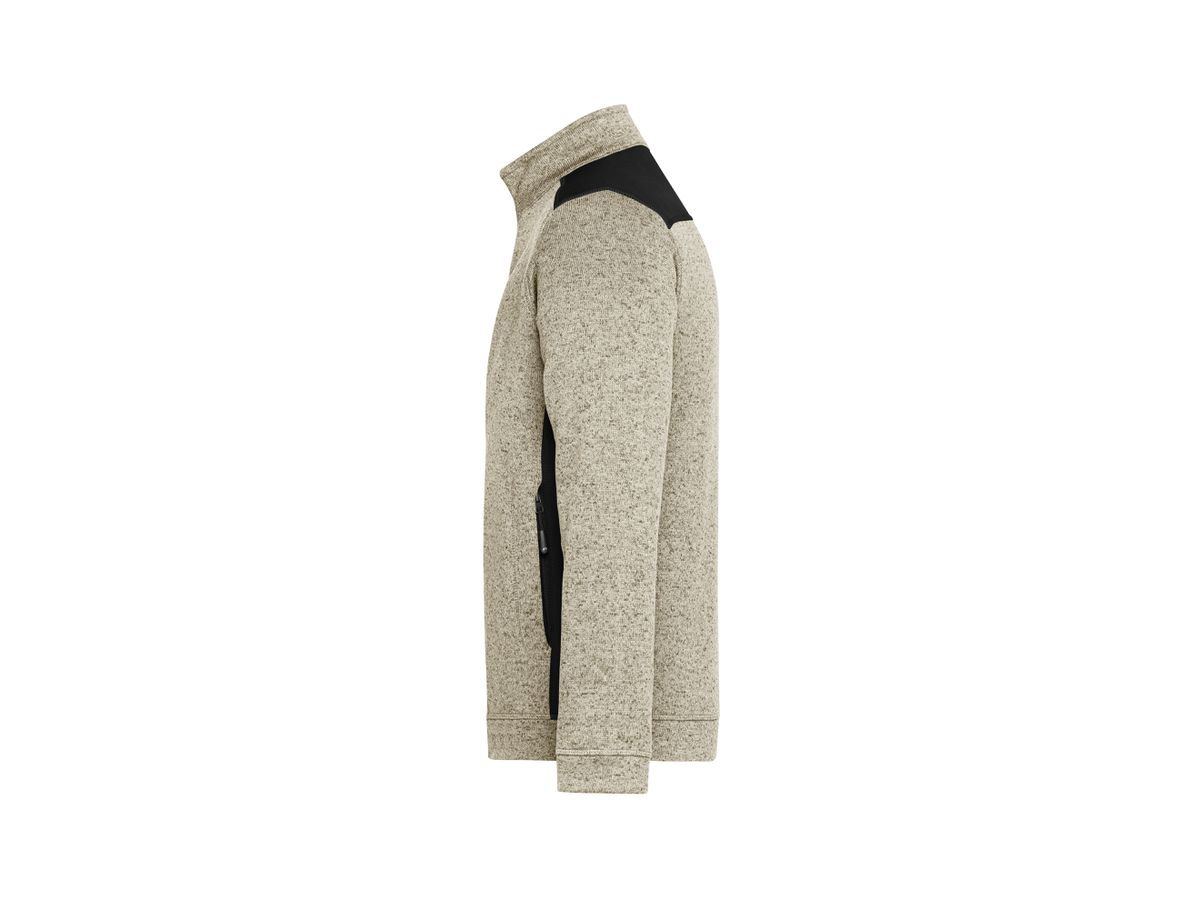 JN Herrenfleece Jacke JN862 stone-melange/black, Größe 5XL