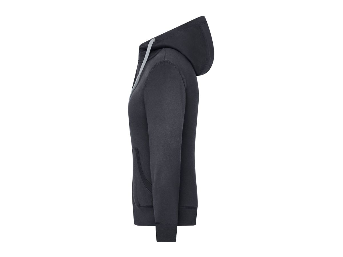 JN Ladies Lifestyle Zip-Hoody JN962 80%BW/20%PES, black/grey-heather, Gr. M