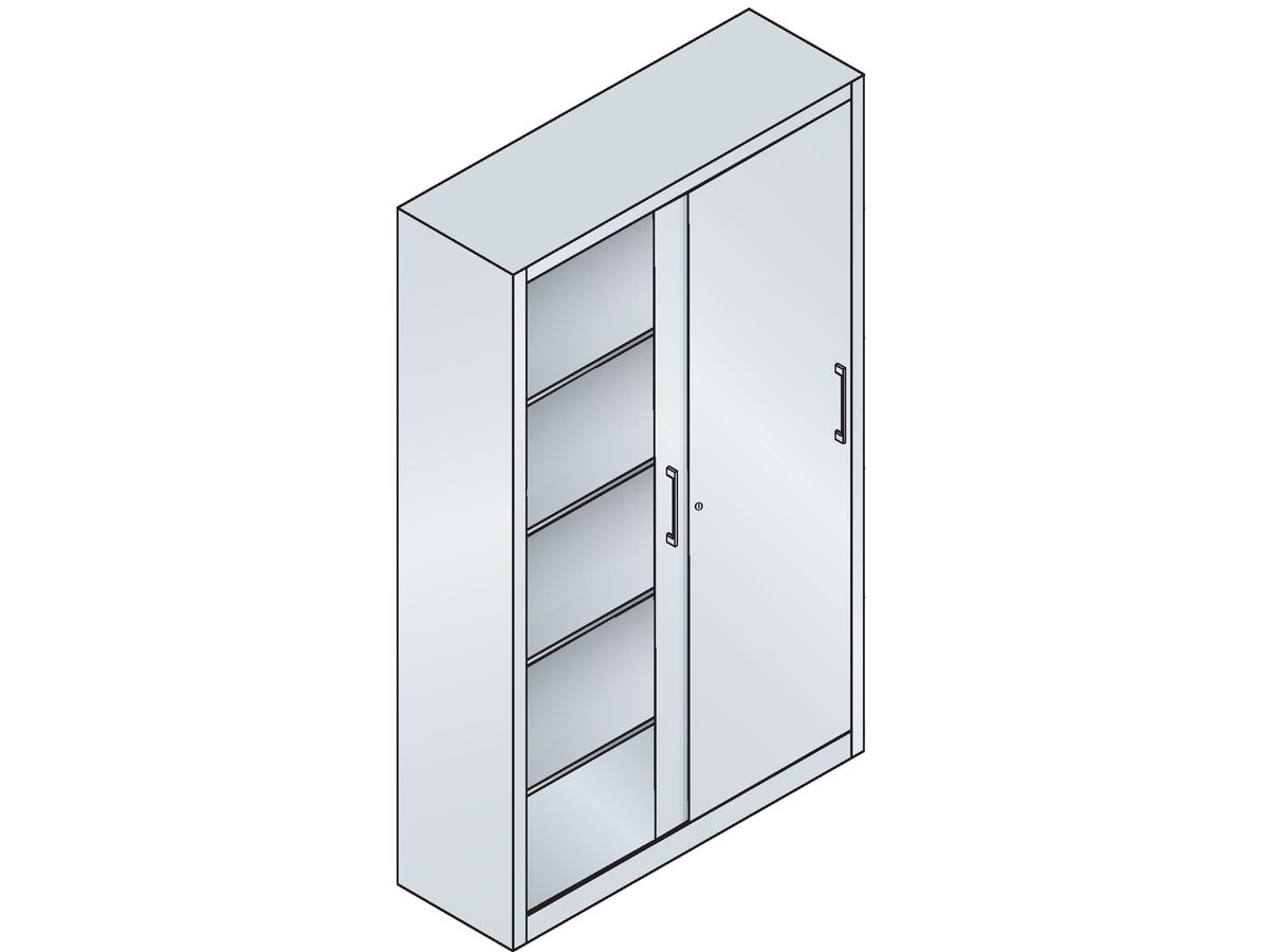 C+P Schiebetürenschrank 1950x1200x400mm, 7035/5012, 4 Böden