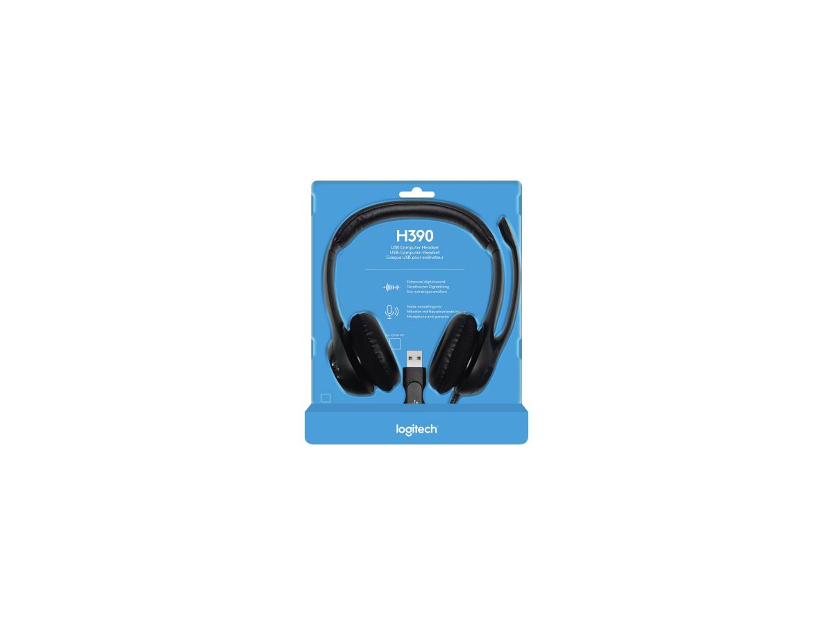 Logitech Headset 981-000406 H390 PC Stereo USB schwarz