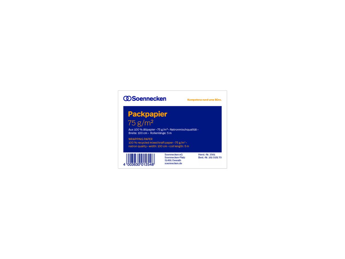 Soennecken Packpapier 3561 100cmx5m Altpapier natronbraun