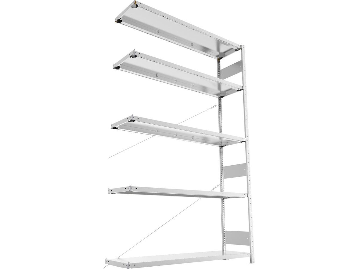 META Steckregal S3 CLIP 200 Fachl. 200kg vzk Anbaufeld 5 Böden B1500Xt400Xh2500mm