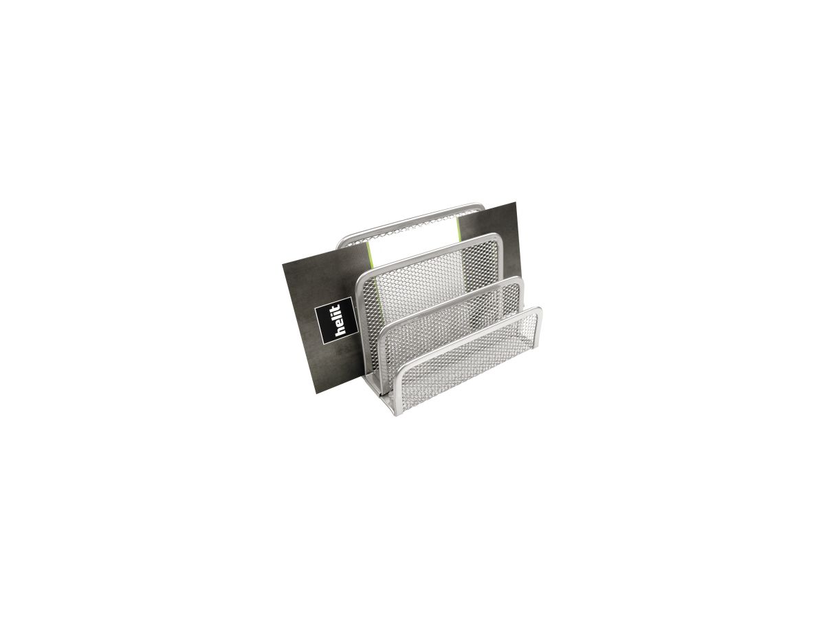 helit Briefständer Mesh H2518300 14x7x9,7cm 3Fächer Metall silber