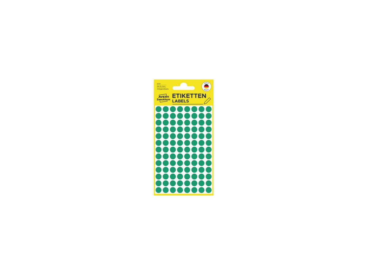 Avery Zweckform Markierungspunkt 3012 8mm grün 416 St./Pack.