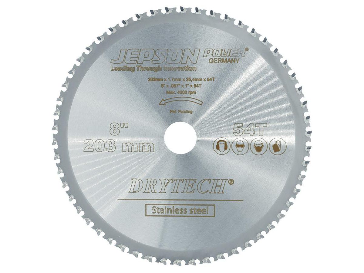 Jepson HM-Sägeblatt Drytech D=203x25,4x1,7mm 54Z für Inox