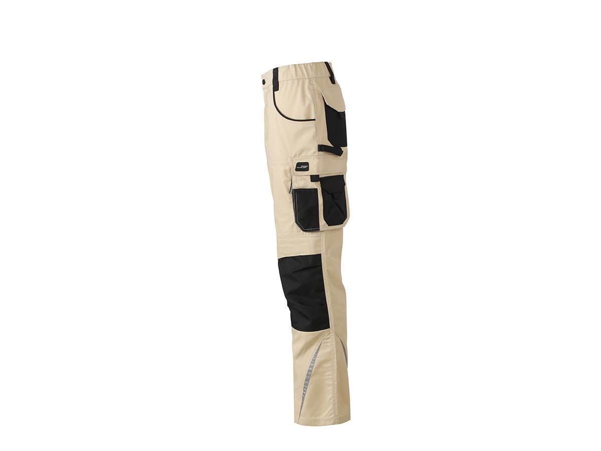 JN Workwear Pants JN832 65%PES/35%BW, stone/black, Größe 48