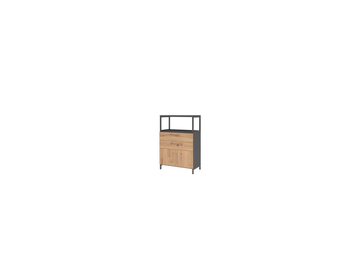 Kombischrank FlexWall B800xT400xH1180mm 3 OH 2 Türen 2 Schubladen grap./asteiche