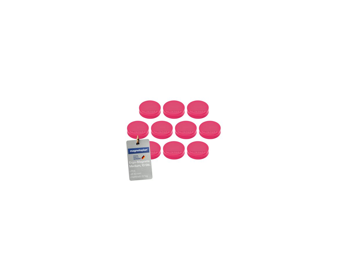 magnetoplan Magnet Ergo Medium 1664018 30mm pink 10 St./Pack.