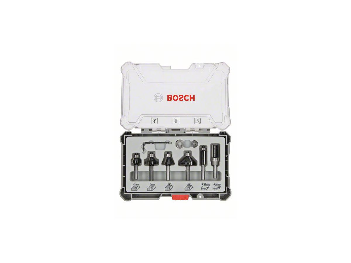 Bosch Rand- und Kantenfräser-Set, 8-mm- Schaft, 6-teilig 2607017469