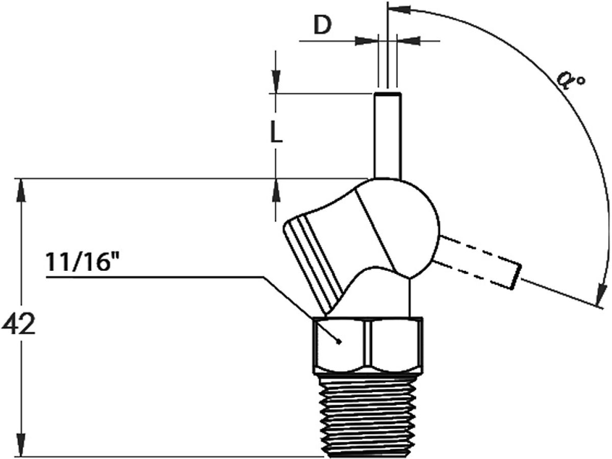 Hogedruk-sproeikop XW voor koelvloeistof slang 1/4" 70bar Ø2,2x31,8mm LOC-LINE
