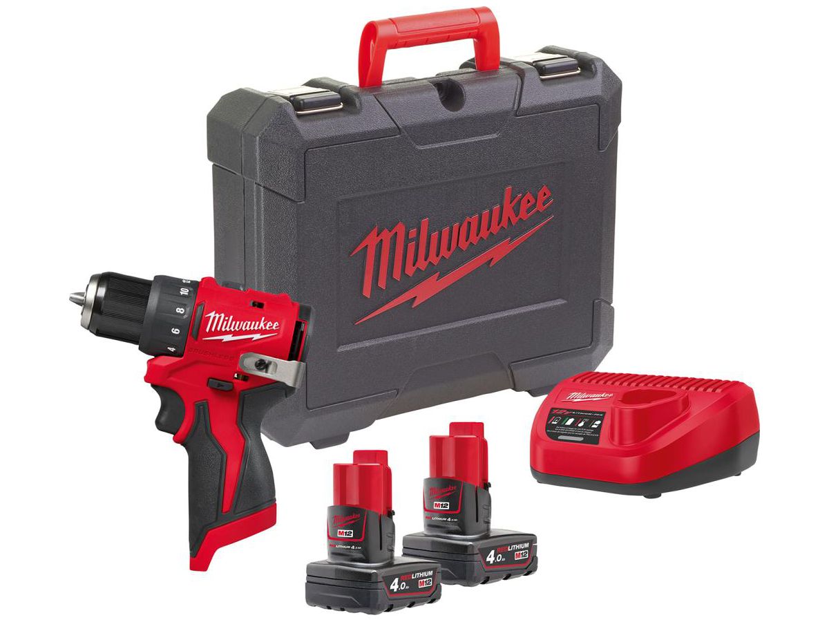 MILWAUKEE Akku-Bohrschrauber M12BLDDRC-402C, 2x12V/4,0 Ah, Ladegerät